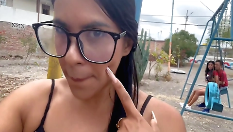 Hot brunette stepmom and stepdaughter have a threesome