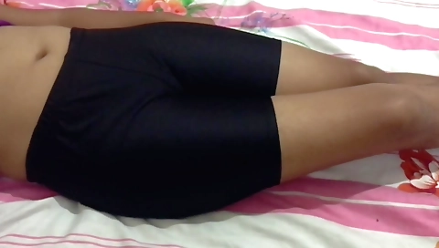 Sexy muslim teen lying on her skin and rubbing vibrator