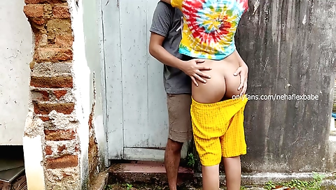 Indian girl is getting her big pussy pounded outdoors