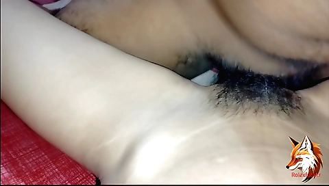 Hot hairy woman has sex on a bed scene (amateur vid)