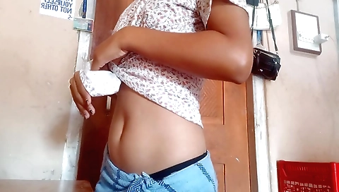 Sexy blonde babe after bathing on the bathroom bed