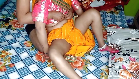 Indian babe with gorgeous natural tits fucked by husband