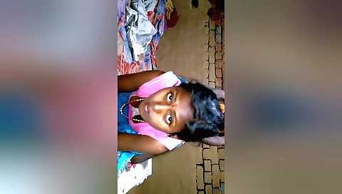 Indian amateur teen girl fucks with a dildo in the kitchen