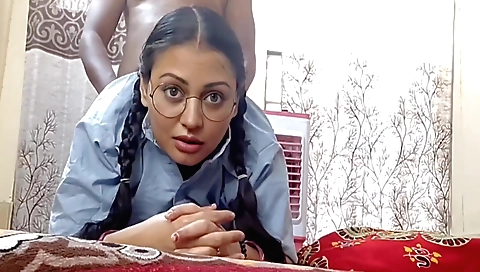 Teen is getting a facial from a man who loves the act