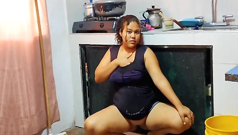 I'm cleaning the dishes in my stepfather's kitchen