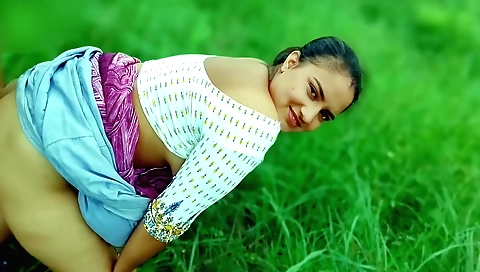 Indian brunette gets fucked outdoors in her bedroom