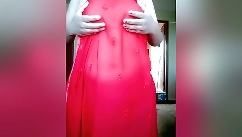 Sexy chick in a white dress and stockings is sucking a dick