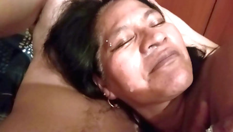 Indian milf with a hole in her ass getting a facial