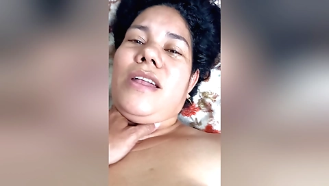 Brunette gamer girl with a small tits shows her body