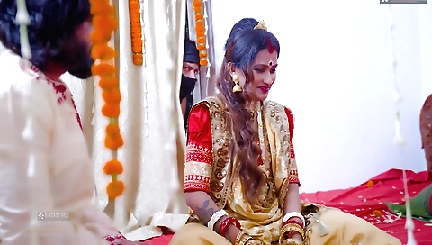 Indian milf fucked by a thief in front of her husband