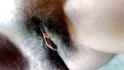 Hairy sexy chick enjoys a rough sex with a large dick