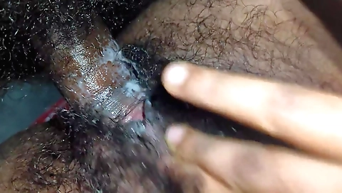 Indian hairy whore with a shaved pussy makes him cum
