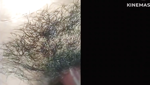 Amateur blonde with natural body showing her hairy pussy