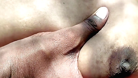 Indian amateur girl with hot tits is outside in the forest