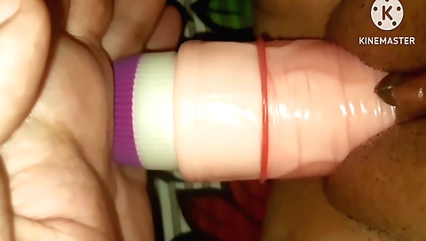 Indian girlfriend has a nice blowjob with vibrator