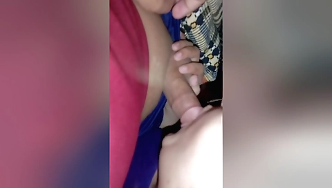 Amateur wife sucks on her husband's dick in the kitchen