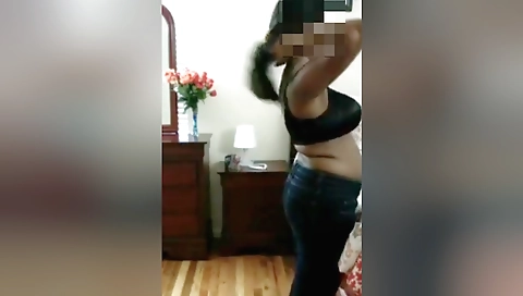 Indian wife showing off her big boobs and her body