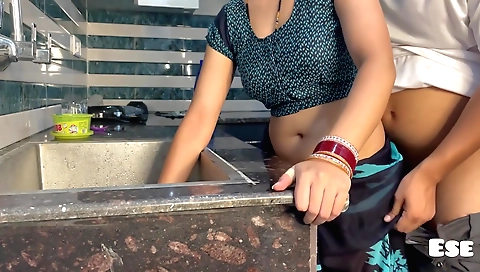 Hot girl fucked in bed and got banged in the kitchen