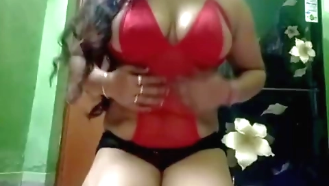Busty bhabhi masturbates with camera in front of the screen