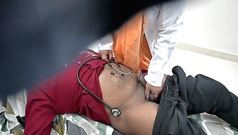 Indian man is checking patient's dick in the clinic
