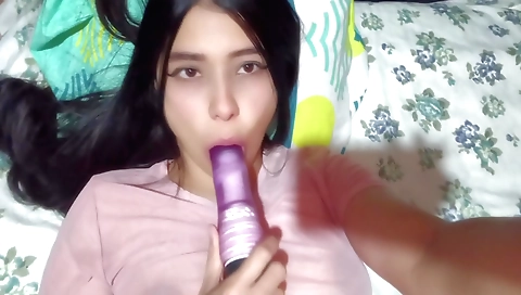Horny indian girl masturbates with a vibrator in solo