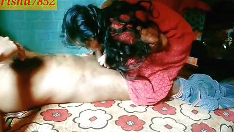 Busty brunette stepsister with ass sucking dick on webcam