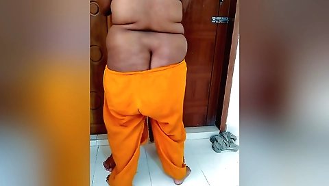 Amateur brunette girl is practicing with her big dildo