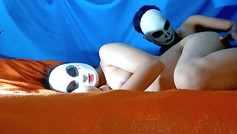 Hot amateur brunette chick and her sweet friend in the bed